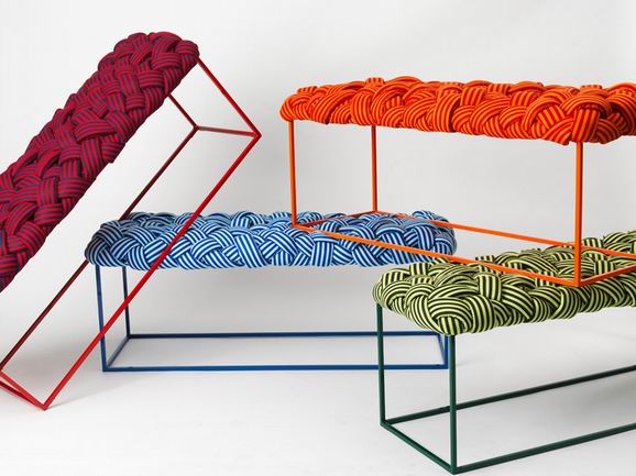 彩色条纹编织家具 新的视觉体验