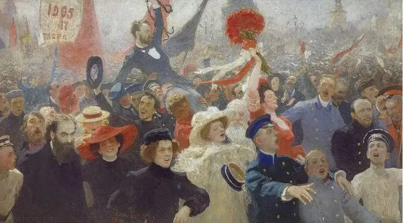 ▎列宾油画作品：1905年10月17日的示威游行